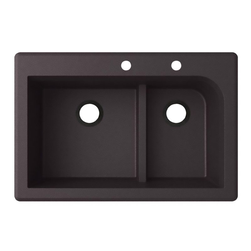 33'' L Mounting / Installation Required Double Bowl Quartz Kitchen Sink, Nero, 2 Hole