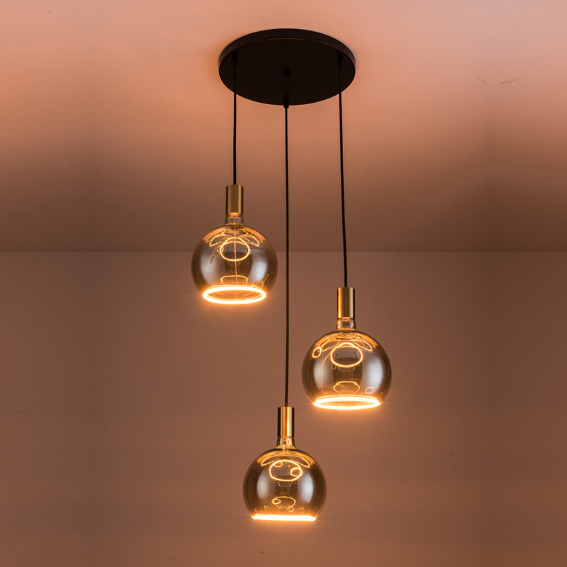 Akers 3 - Light Bulb Pendant, Black/Gold