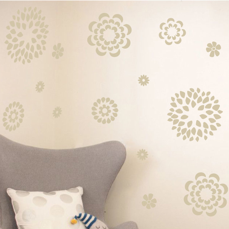 Adhésif décoratif motif floral, H 19 po x l 24 po x P 0,01 po, Beige