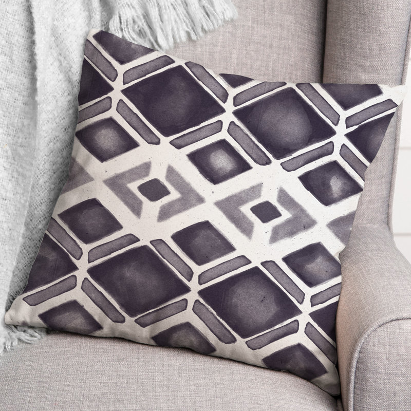 Geometric Outdoor Reversible Throw Pillow, Navy