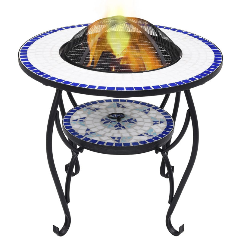  Foyer d'extérieur en céramique bleu et blanc 68 cm
