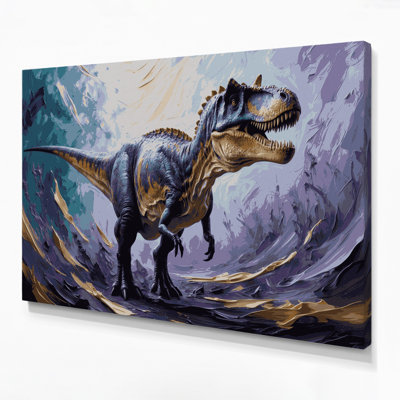«Dinosaur Torosaurus», art mural sur toile mauve