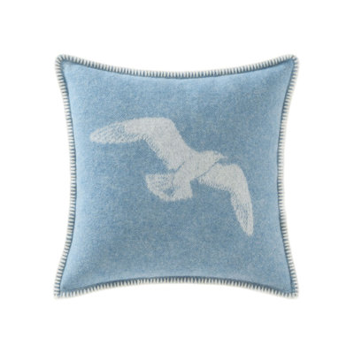 Blue Seagulls Wool Cushion Cover