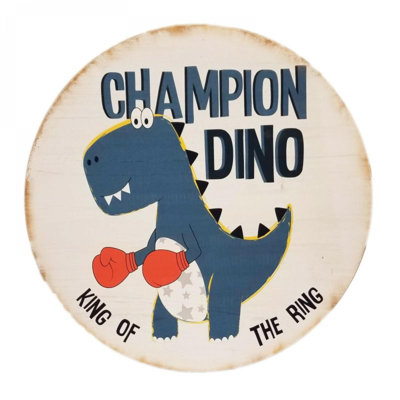 Champion Dino King Of The Ring Dinosaur Wearing Boxing Gloves Plaque