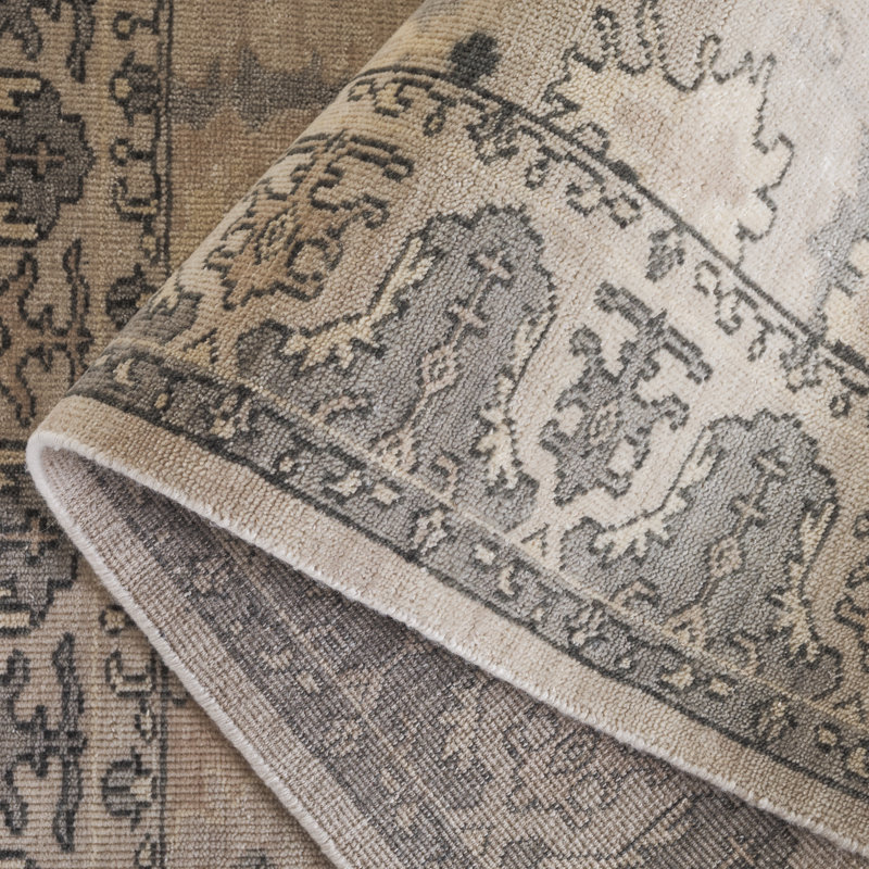 Oushak Oriental Hand Knotted Wool Gray Area Rug, Rectangle 6' x 9'