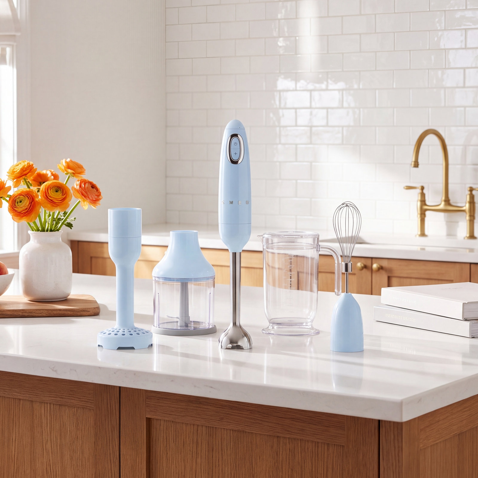 50's Retro Style Hand Immersion Blender, Pastel Blue