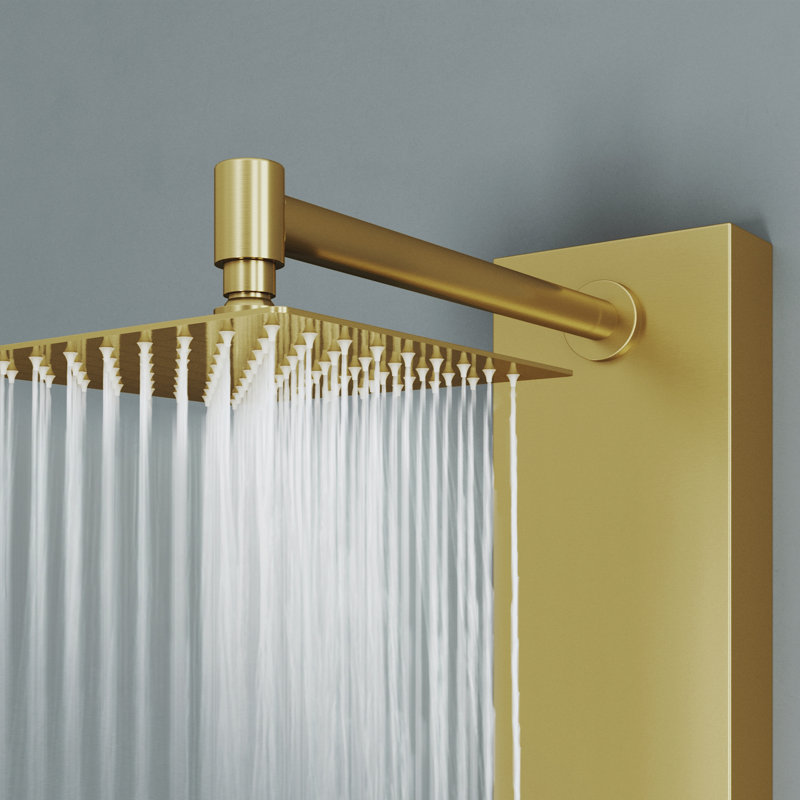 Panneau de douche 55,13 po avec tête fixe Rector, Or brossé mat