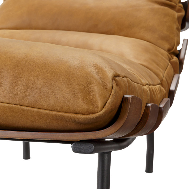 Chaise d'appoint rembourrée Malin, Cuir véritable brun