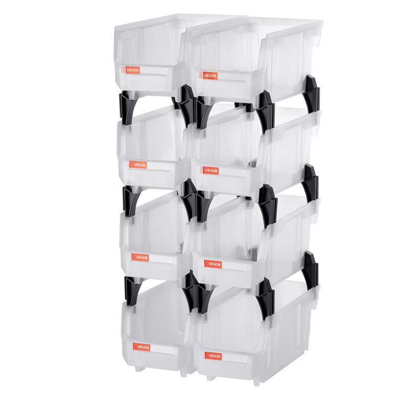 Plastic Stackable Storage Bins, 10.9 x 5.5 x 5.1 inch, Plastic Containers for Organizing & Storage Bins for Closet, Garage, Small Parts, Office Supplies, Other Accessories, Transparent