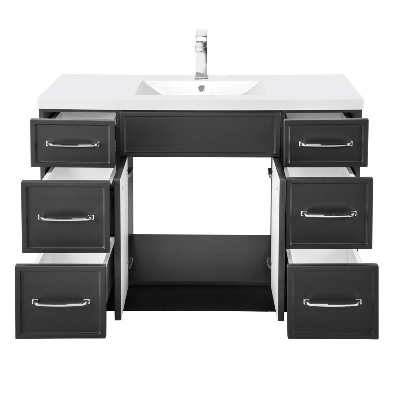 Ensemble de meuble-lavabo simple Manhattan, Noir, Chrome chrome, 48"