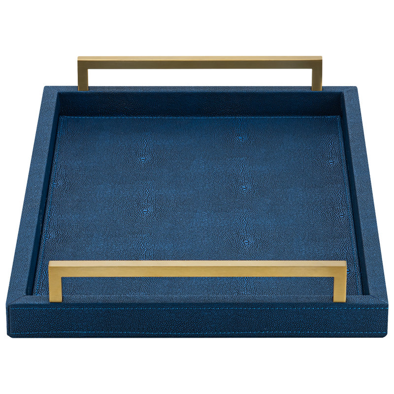 Brysun Tray Modern Elegant Decorative Tray, 2.5" H x 17" W x 12" D, Blue