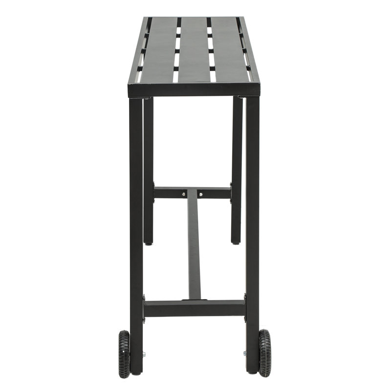 Table de bar d'extérieur en métal avec roulettes l 39 po / 55 po x H 37 po Soline, Noir, noir, noir, noir