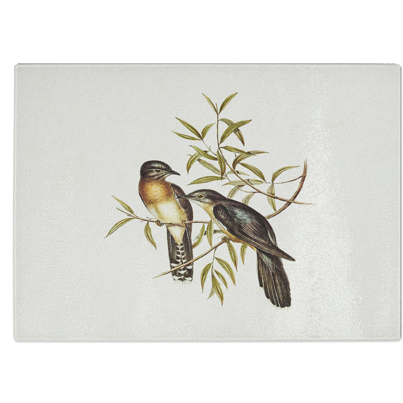 Tempered Glass Brush Cuckoos Chopping Board, 28.5 cm W x 20 cm L