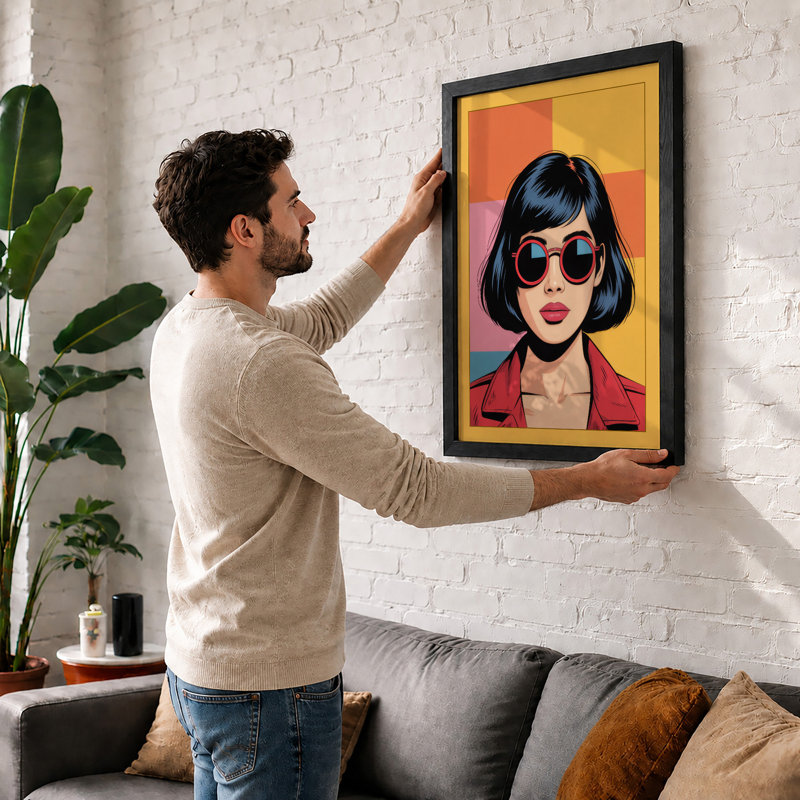 Pop Art Portrait Retro - Framed Print, Walnut, A1 - 84.1 x 59.4 cm