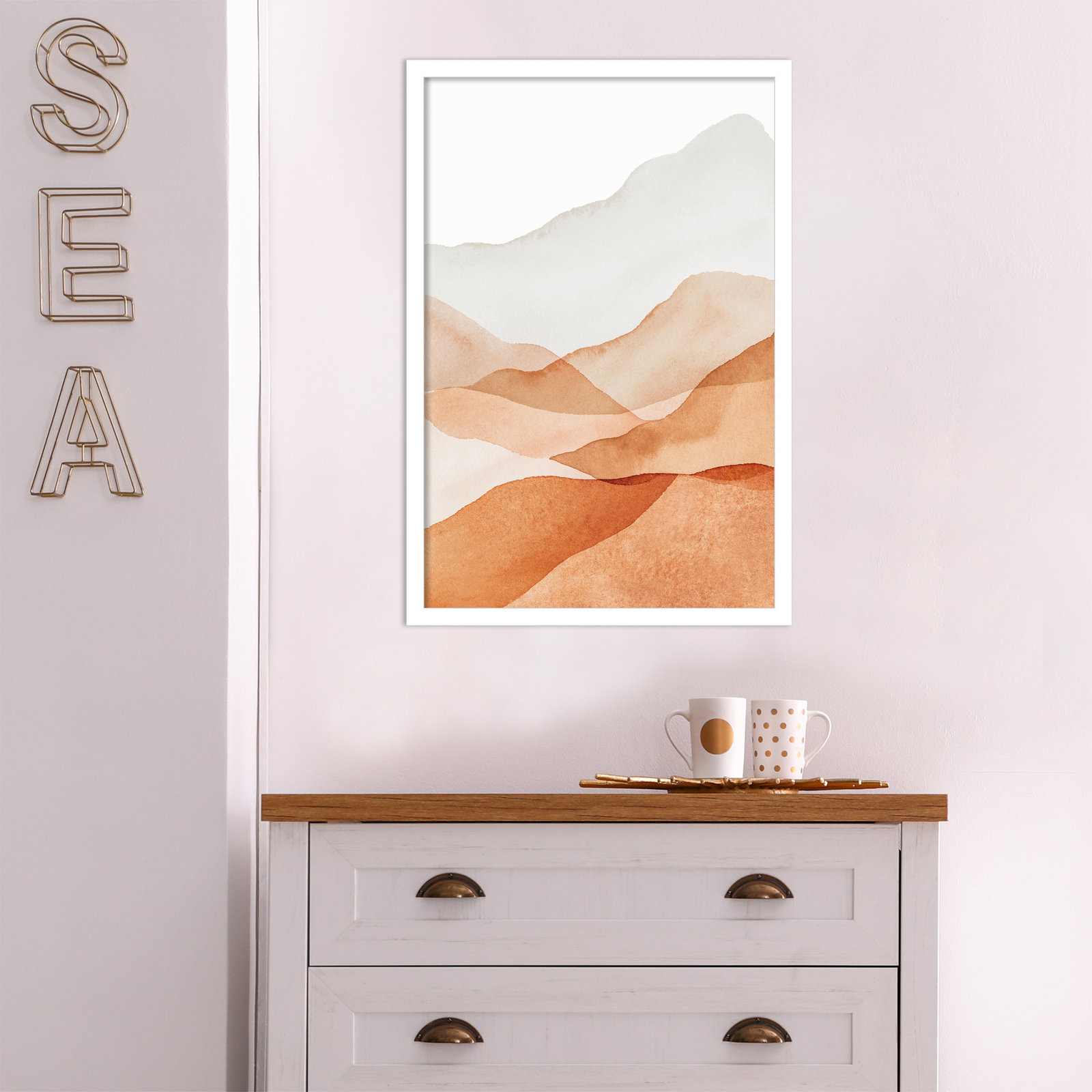 Doris "Mountain Range III" Print, White, 25.25" H x 17.25" W x 0.88" D