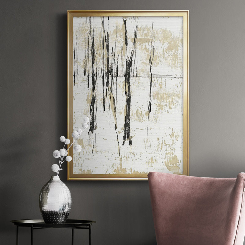 «Gilded Forest I», peinture encadrée sur papier, Or, H 42,5 po x l 30,5 po x P 1 po