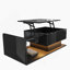 Table basse, noir brillant, table d'appoint, table basse avec verre et effet DEL, avec plateau en verre.