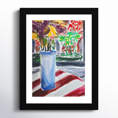 Montpellier Blue Vase And Window Box Framed On Paper by Montpellier Print
