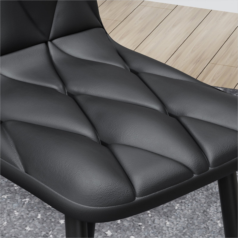 Ensemble de 4 chaises d'appoint rembourrées en velours, noir mat, cuisine moderne, conception sans accoudoirs
