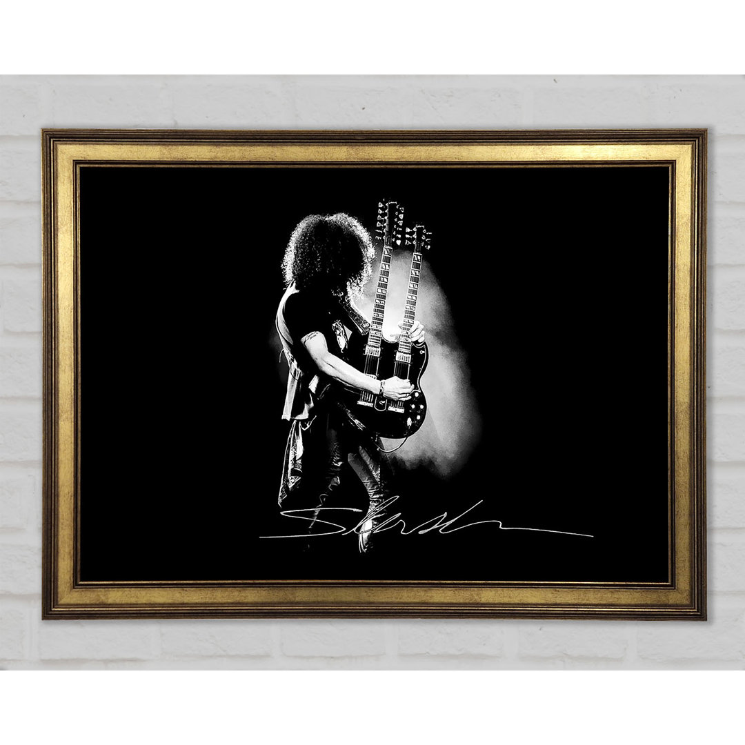 Slash Double Guitar B~W - Einzelner Bilderrahmen Kunstdrucke