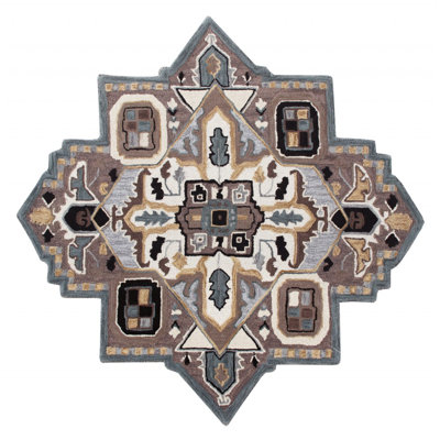 Tapis oriental brun en laine / coton touffeté à la main Aco