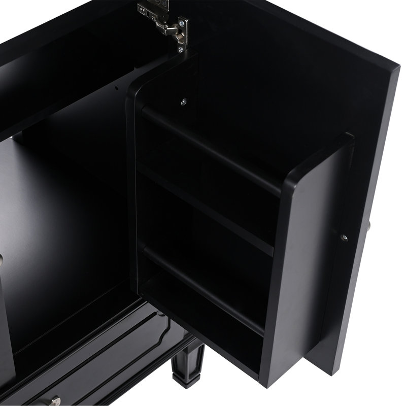 Meuble-lavabo de style rétro avec lavabo et rangement spacieux, Argent argent, Noir, noir, noir, noir
