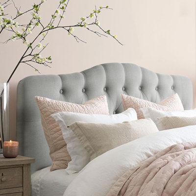 Linen Upholstered Headboard-Modern-Adjustable Height-Button Tufting