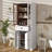 Bathroom Storage Cabinet with Tempered Glass Doors, Adjustable Shelves and Drawer-2127098419