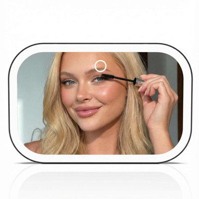  Car Sun Visor Makeup Mirror with Light, Rechargeable, 3 Color Modes, Dimmable, Adjustable Strap Clip-On Vanity Mirror, Universal fit, Built-in Kickstand (Juni 2) - Black