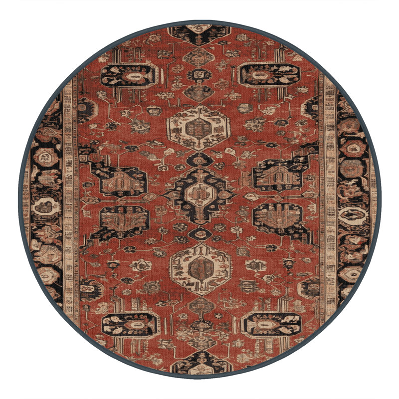 Tapis brun lavable à la machine, Rond 3 pi
