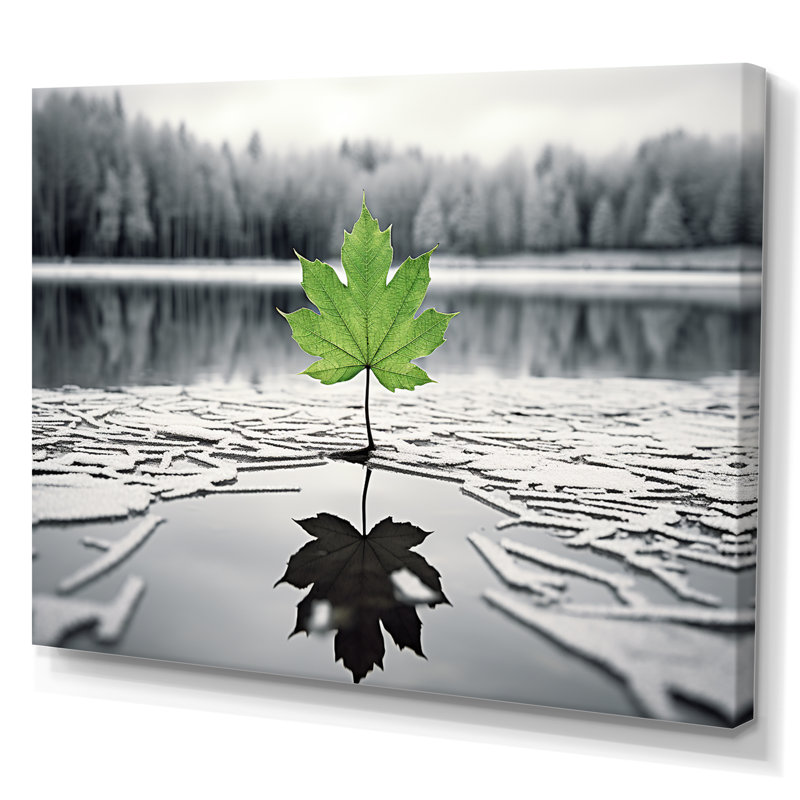 «Green Leaves Solitude In Winter I», H 30 po x l 40 po, Toile tendue