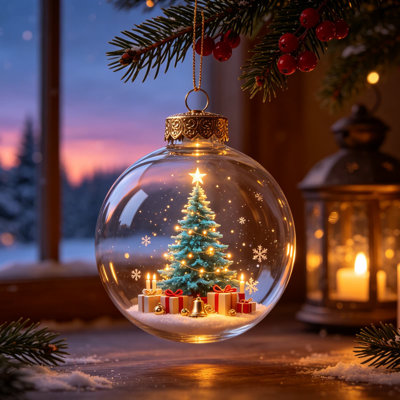 Décorations de Noël 10 cm, histoire de Noël, boule de Noël, scène de Noël, décoration suspendue à un arbre de Noël, accrocher sur les crochets de la fenêtre de l'arbre de Noël ou sur la cheminée.