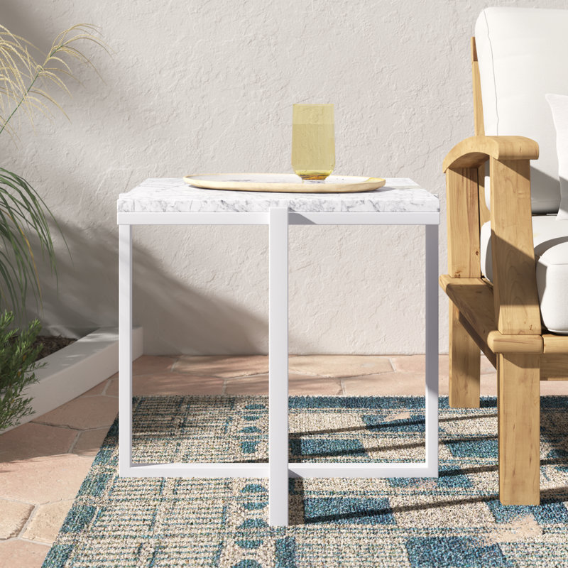 Megara 22'' Marble Outdoor Side Table