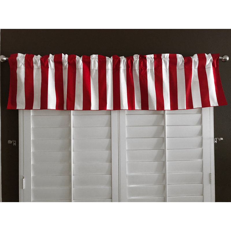 Lashea Cotton Blend Striped Tailored Window Valance, Red/White, 58" W x 24" L