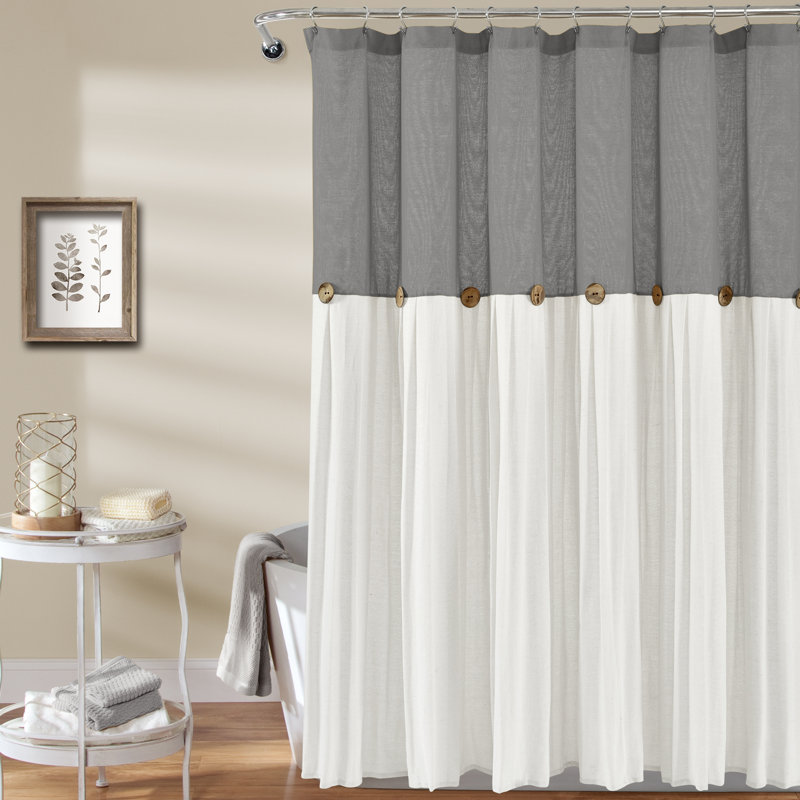 Ruya Polyester Blend Shower Curtain, Grey/White, 183cm W x 213cm L