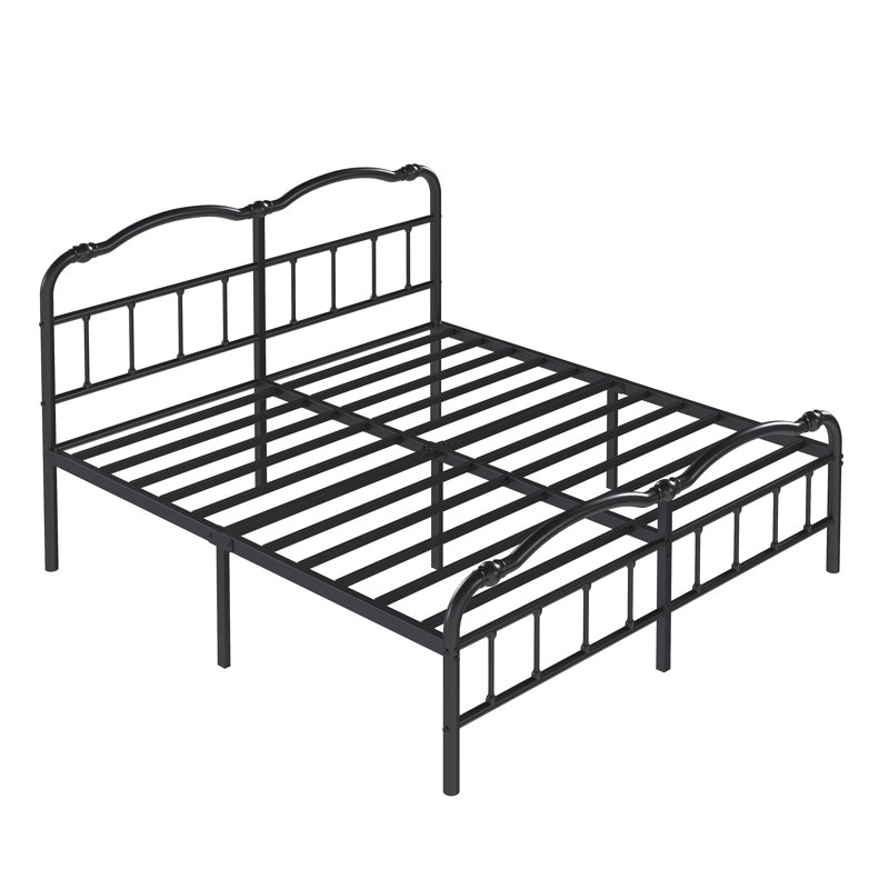 Base de lit plateforme en métal 18 po avec tête et pied de lit, support de lattes en acier robuste, aucun sommier requis, rangement sous le lit