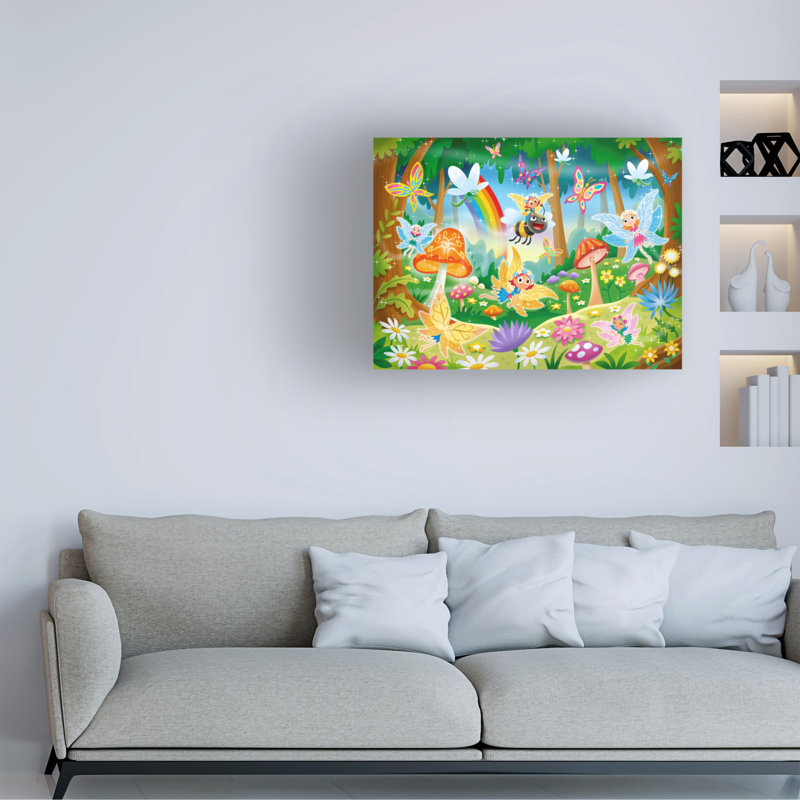 «Landscape Fairy Forest Fantasy», peinture sur toile encadrée, H 35 po x l 47 po x P 2 po