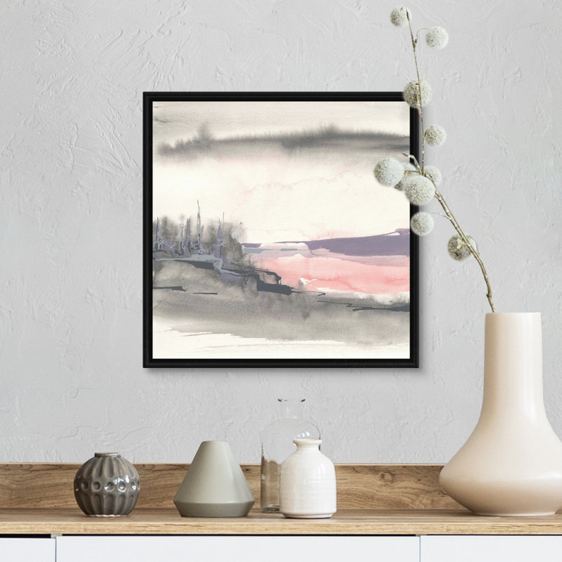 Blush Valley I - impression, Cadre flottant noir, H 14 po x l 14 po x P 1,75 po