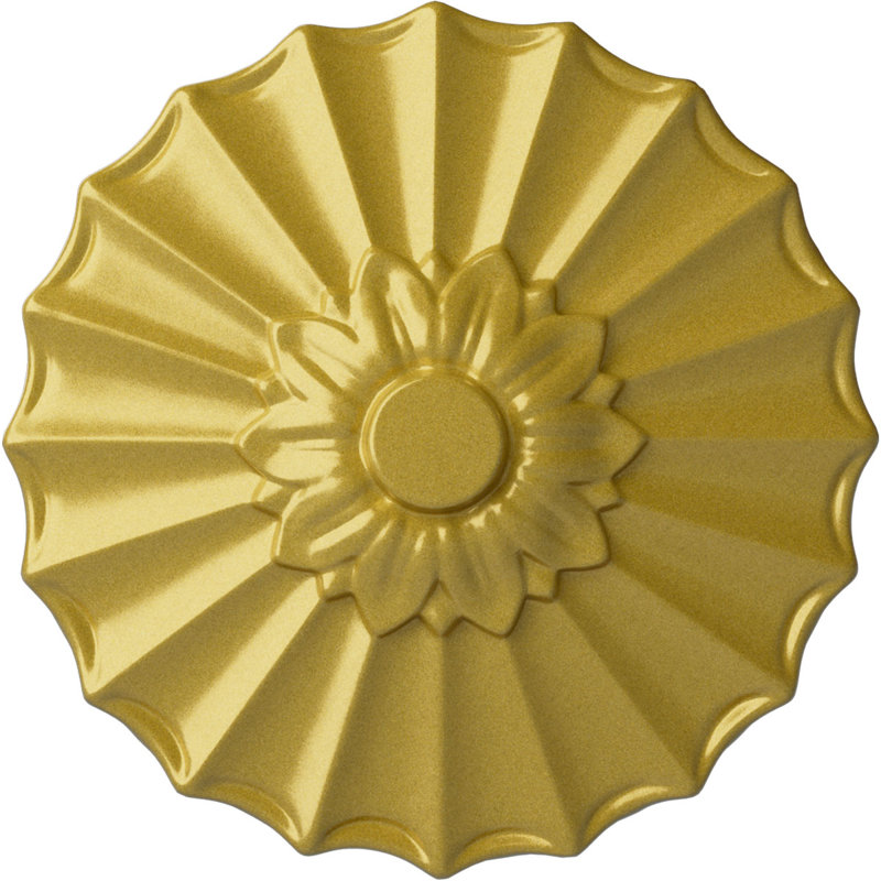 Médaillon de plafond Endurathane Shakuras, DO 9 po x P 1 3/8 po (convient aux auvents jusqu'à 1 3/8 po), finition or pâle peinte à la main