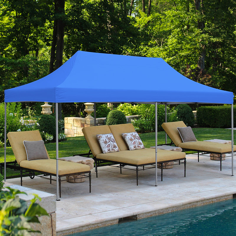 240'' W x 120'' D Steel Pop-Up Canopy, Blue