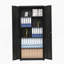 Armoire de rangement haute avec 2 portes et 4 cloisons pour séparer 5 espaces de rangement