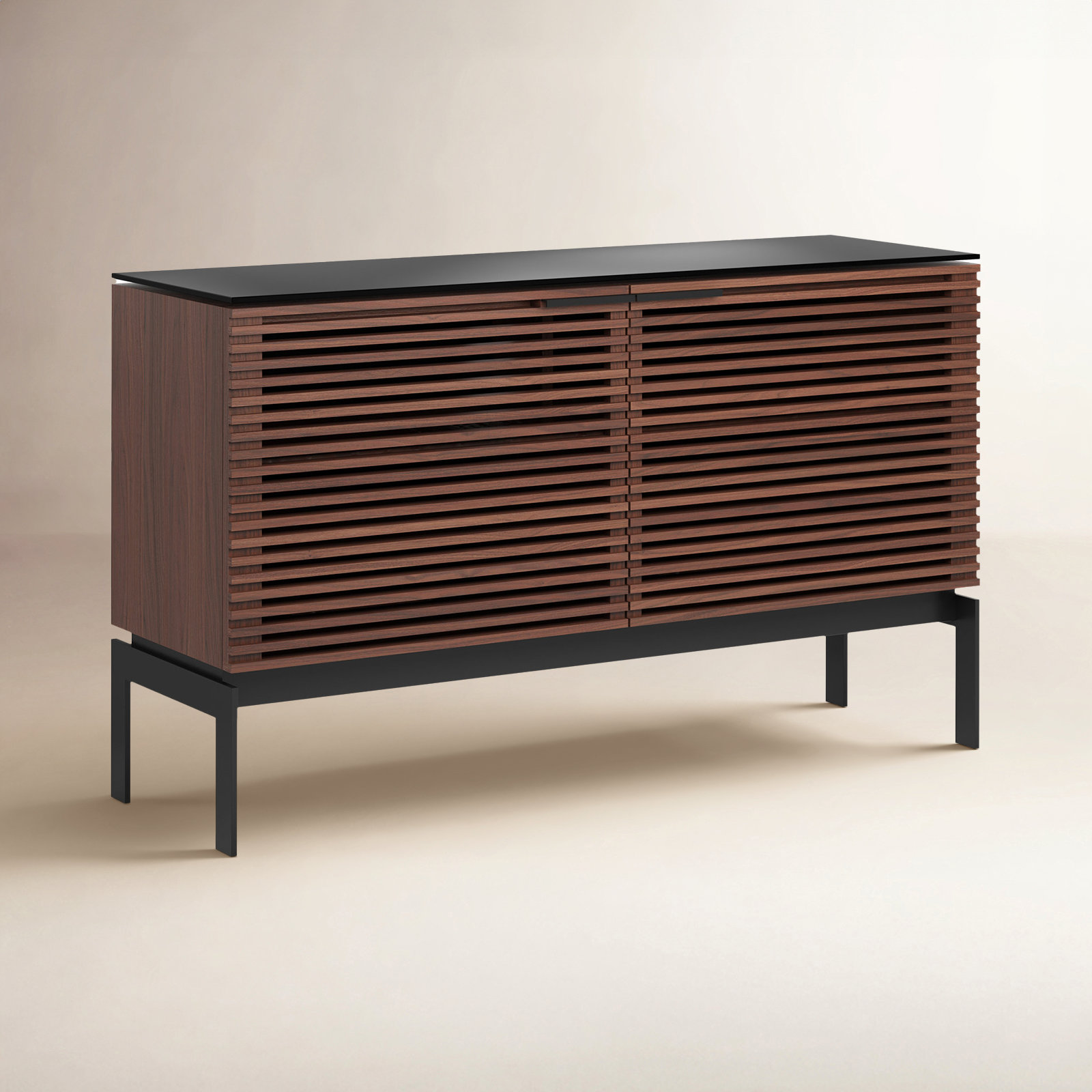 Corridor 50 " Glass Walnut TV Stand, Chocolate Stained Walnut