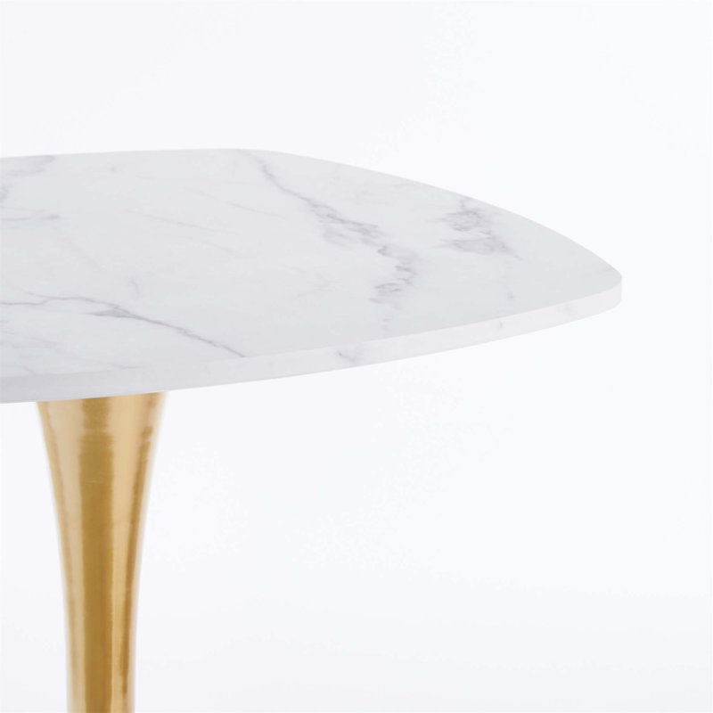 Table de salle à manger 31,5 pouces Tulip Square, White / Golden