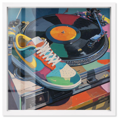 Sneaker with a Vinyl Sports Art Shadowbox Print by Art Remedy