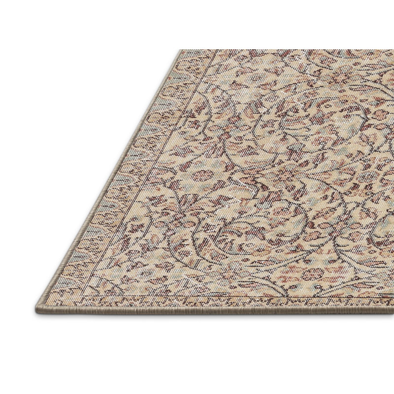 Tapis décoratif floral beige/brun Aquinnah, Rectangle 7 pi x 10 pi