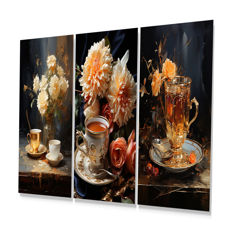Tea Time Classic Sips - Ensemble de 3 impressions sur café et thé, H 28 po x l 36 po