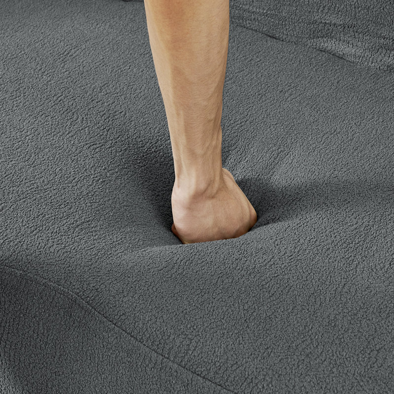 Canapé modulaire modulaire avec 4 coussins et design incurvé, Mélange de polyester gris