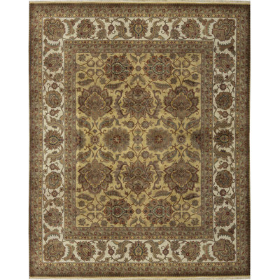 Tapis doré et ivoire de haute qualité noué à la main Trinity