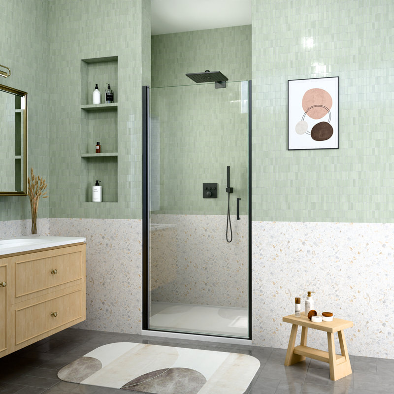 Portes de douche et de baignoire peu encombrantes, noir mat, design contemporain