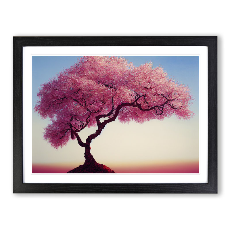 XH1022-7598X Sacred Cherry Blossom Tree - Single Picture Frame Painting, Black , 46cm H x 64cm W x 2cm D